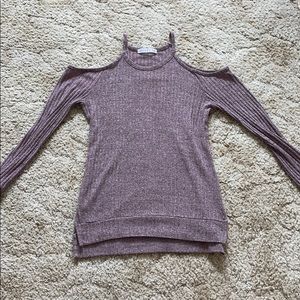 Long sleeve off the shoulder sweater